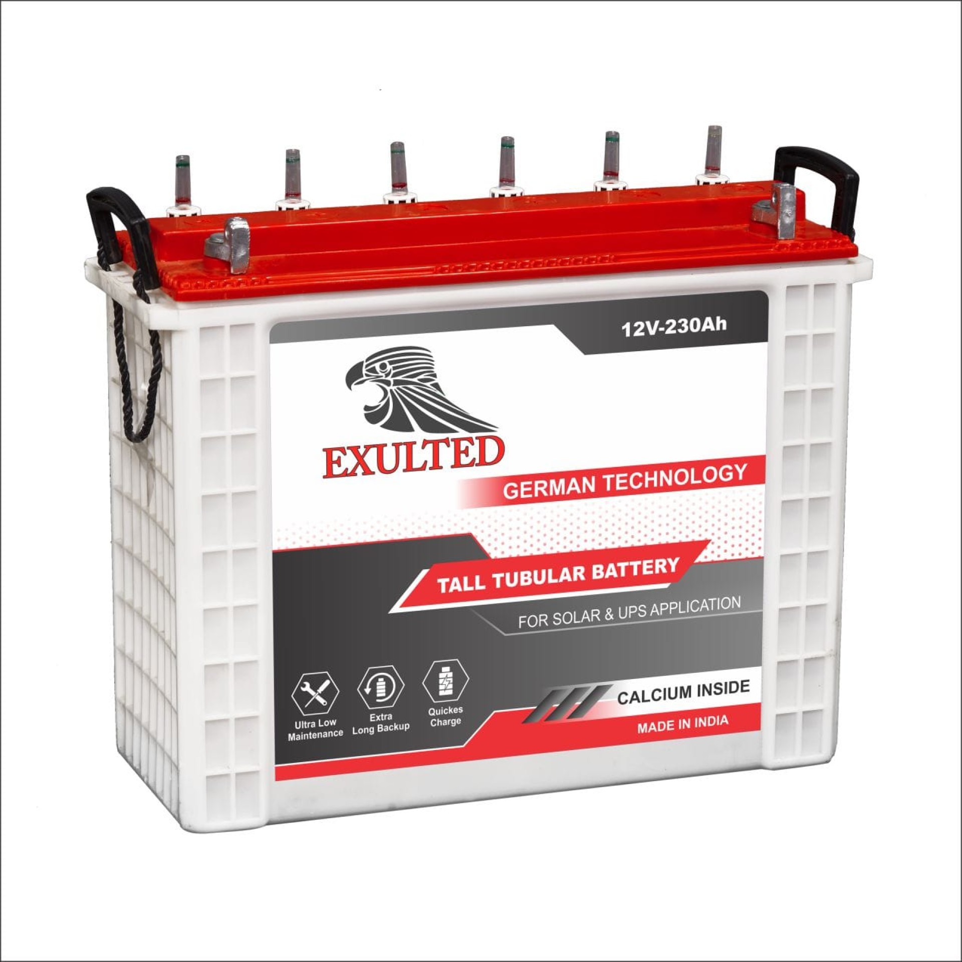 Exulted 200AH/12V Tall Tubular Battery (Premium Quality, with German Technology)